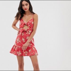 Double knot front mini sundress in floral